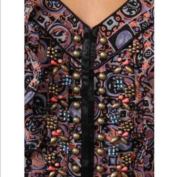 Nanette Lepore Bohemian Beaded Silk Cherish Top Blouse Size 4 - Picture 6 of 6